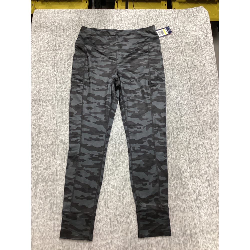 Reebok Womens Skinny High Rise Camo Leggings Grey Black REW213LE28003 L